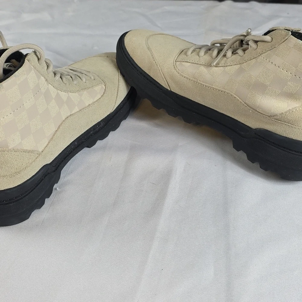 Vans Ultra Cush‎ MTE Cold Weather Sneakers HighTops Tan Suede Checkered Sz 4.5